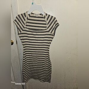 Striped Black and Cream Kids Dress